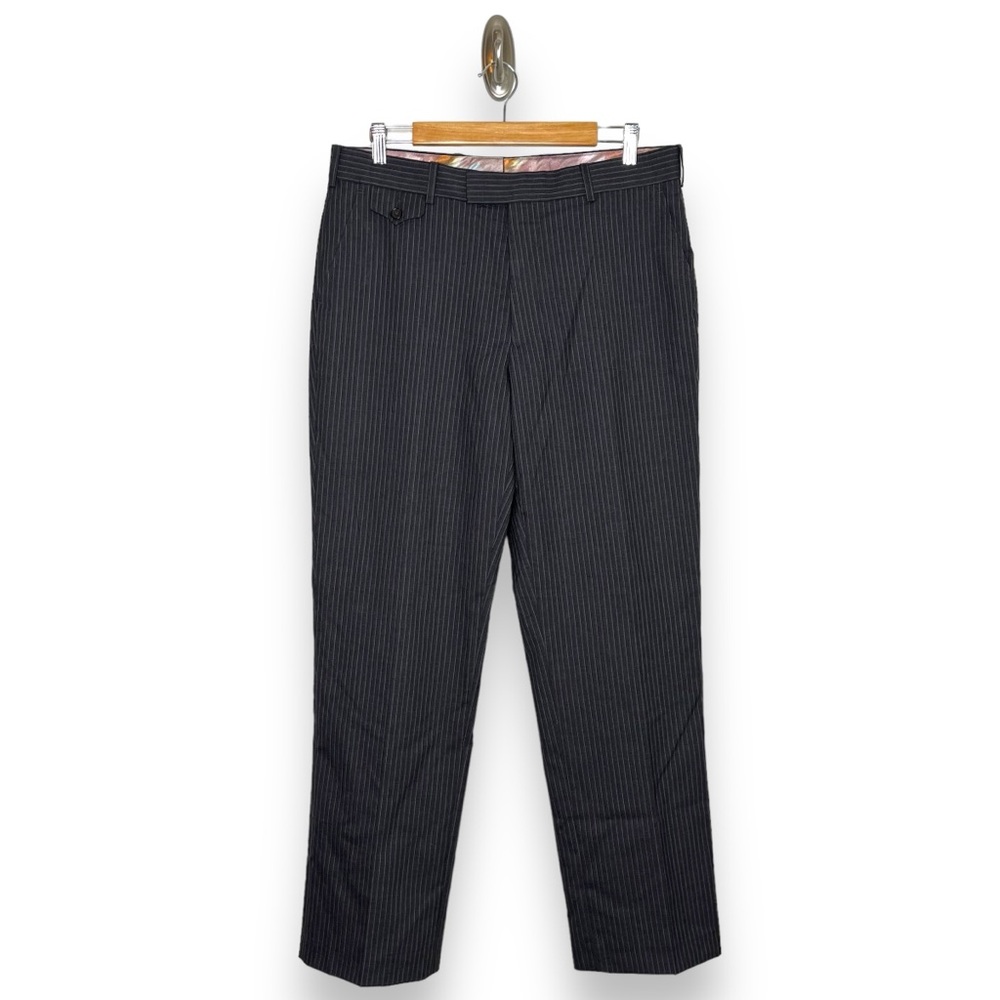 Ted Baker London Men’s Charcoal Grey Pinstripe 100% Wool Trouser Dress Pant 34L